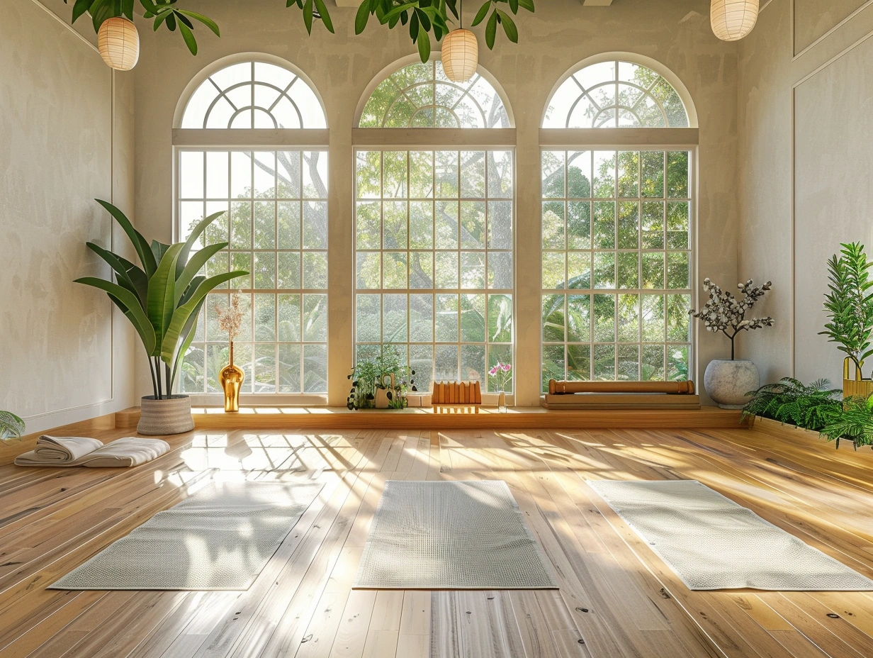 Зал для йоги з природним освітленням