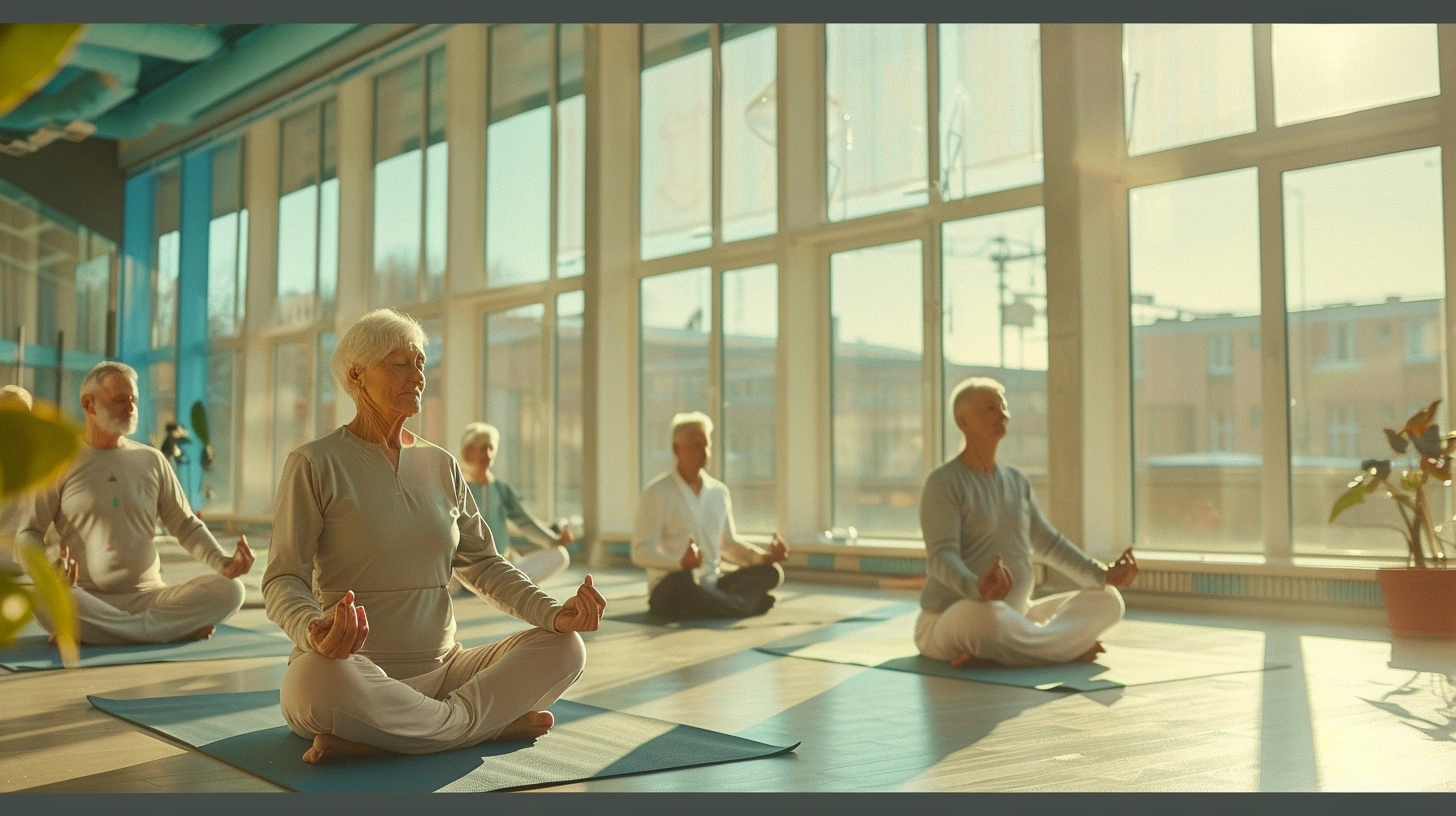 Групові заняття йогою для людей поважного віку